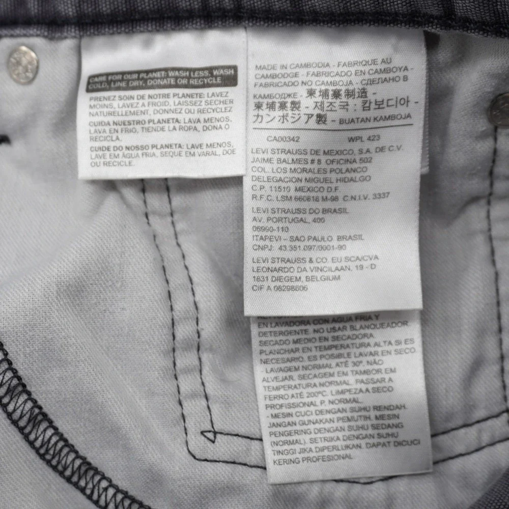 Levi's 514 Straight Fit Jeans Men's 34x32 Gray 100% Cotton‎ Denim